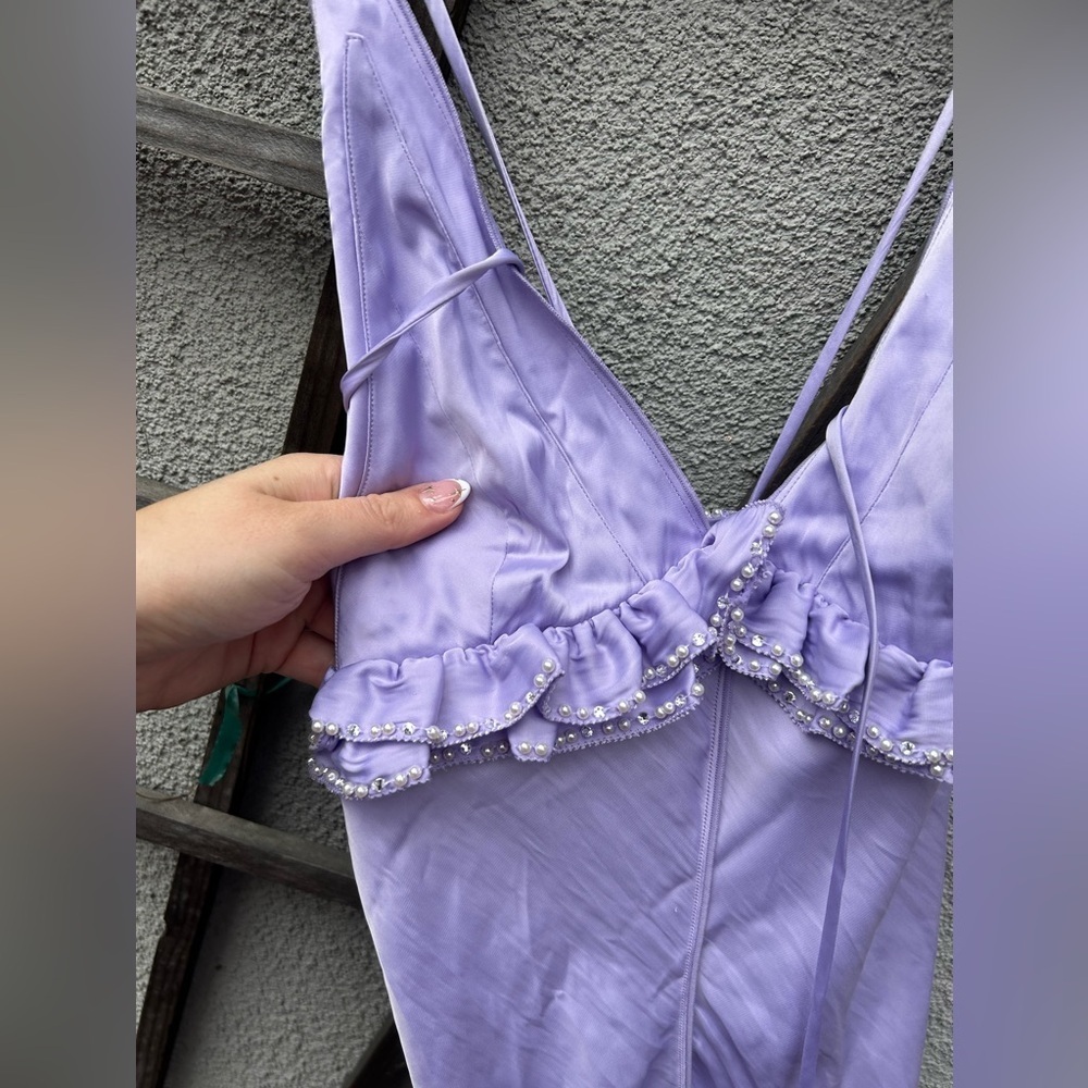 H&M FRILL-TRIMMED SLIP DRESS in Light Purple - Picture 10 of 16